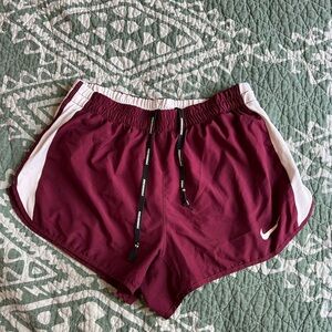 Nike Women's Maroon and White Athletic Shorts